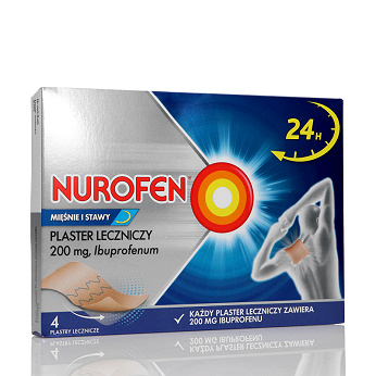 Nurofen Mięśnie i Stawy, plaster leczniczy na naciągnięcie mięśni i zwichnięcia, 4 szt.