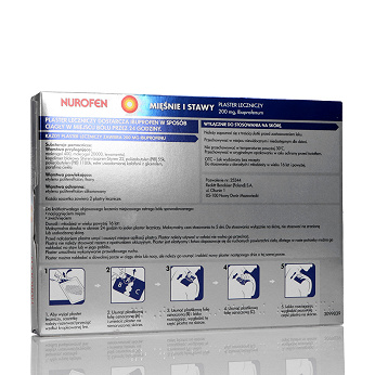 Nurofen Mięśnie i Stawy, plaster leczniczy na naciągnięcie mięśni i zwichnięcia, 4 szt.