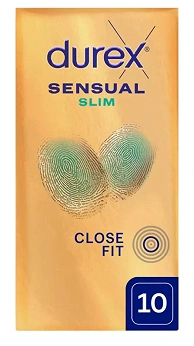 Durex Sensual Slim, prezerwatywy lateksowe, Slim, 10 szt.