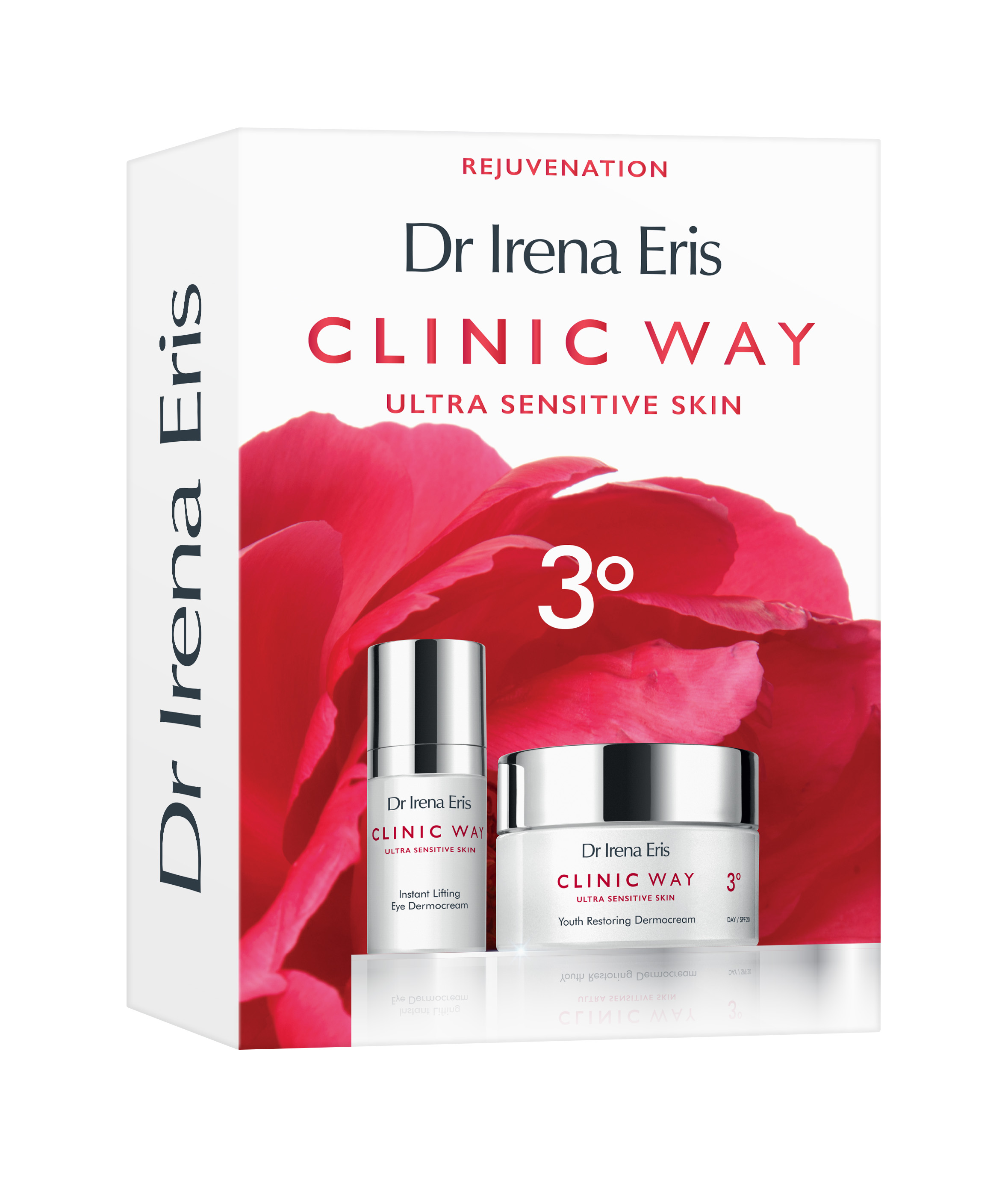 DR IRENA ERIS Dr. Irena Eris Clinic Way Ultra Sensitive Skin 3º, zestaw: dermokrem SPF20 50 ml + dermokrem pod oczy 15 ml. — Składniki i ocena