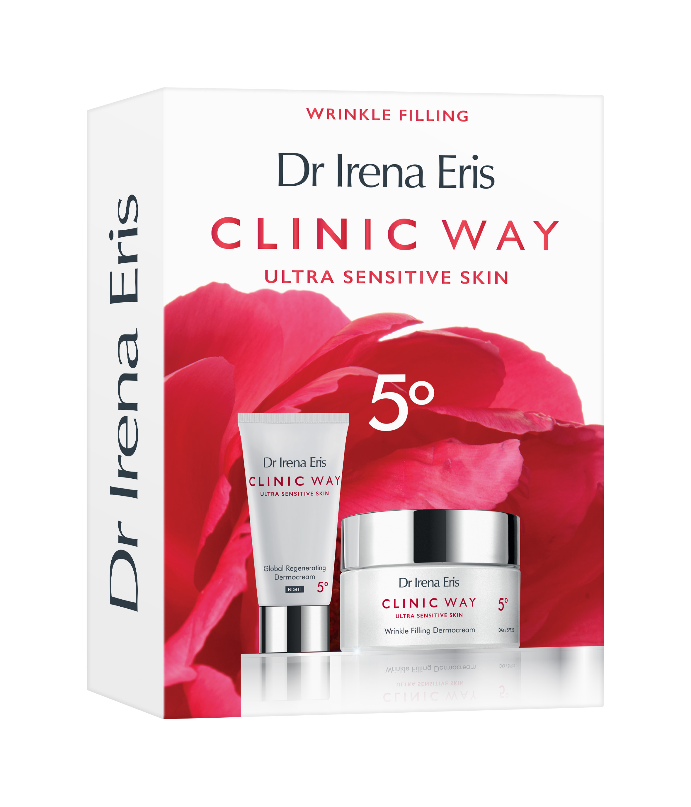 Dr. Irena Eris Clinic Way Ultra Sensitive Skin 5º, zestaw: dermokrem SPF20 50 ml + dermokrem na noc 30 ml.