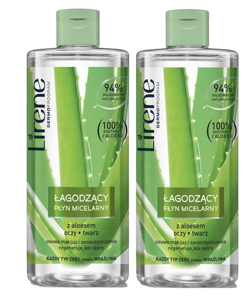 Lirene Łagodzący z Aloesem, płyn micelarny, 2 x 400 ml