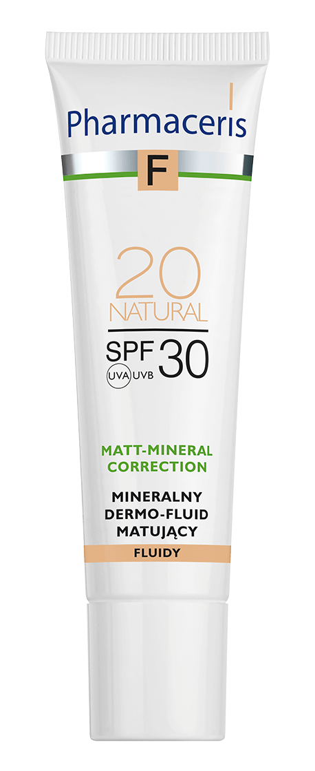 Pharmaceris F mineralny Dermo-Fluid Matujący,  z filtrem SPF 30, kolor 20 Natural, 30 ml