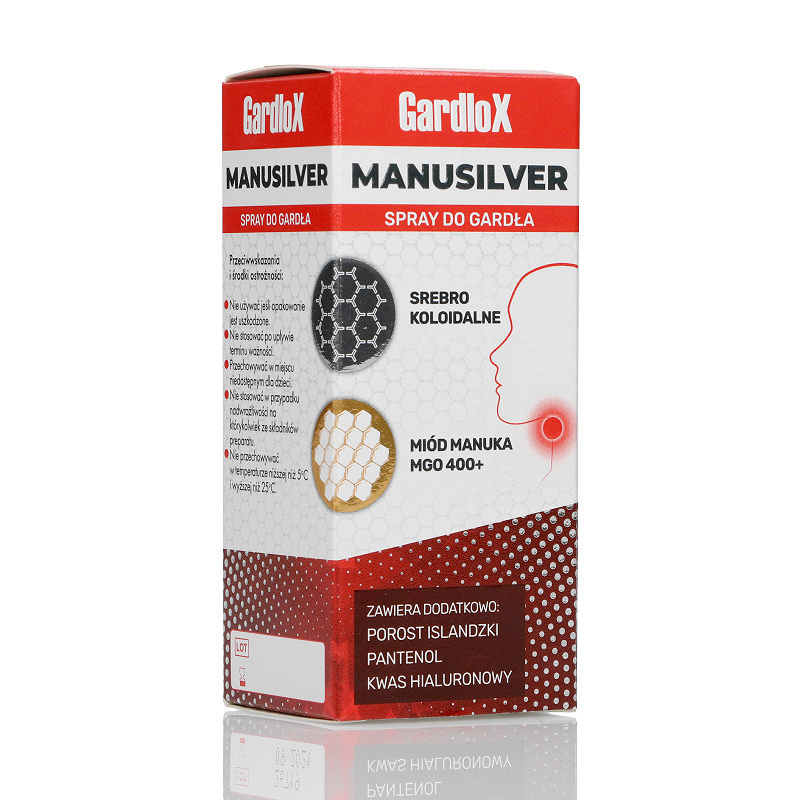 Gardlox Manusilver spray na objawy chorób górnych dróg oddechowych, butelka 30 ml