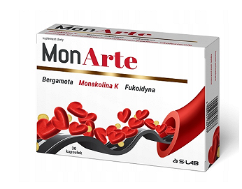 MonArte , kapsułki ze składnikami pozwalającymi utrzymać prawidłowy poziom cholesterolu, 30 szt.