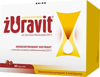 Żuravit, kapsułki ze składnikami na prawidłowe funkcjonowanie układu moczowego, 60 szt.