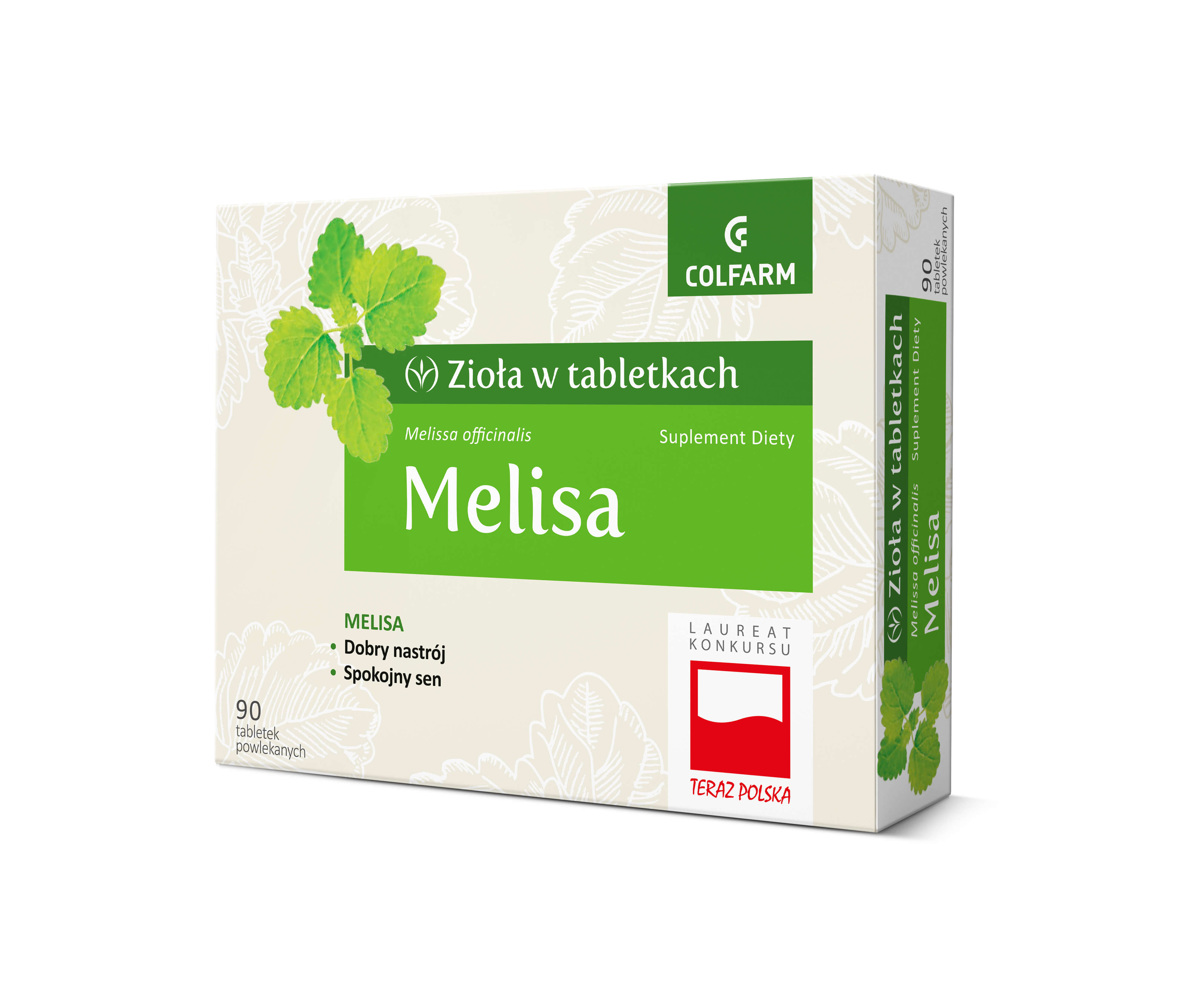 Zioła w tabletkach Melisa, tabletki powlekane ze składnikami wspierającymi spokojny sen, 90 szt.