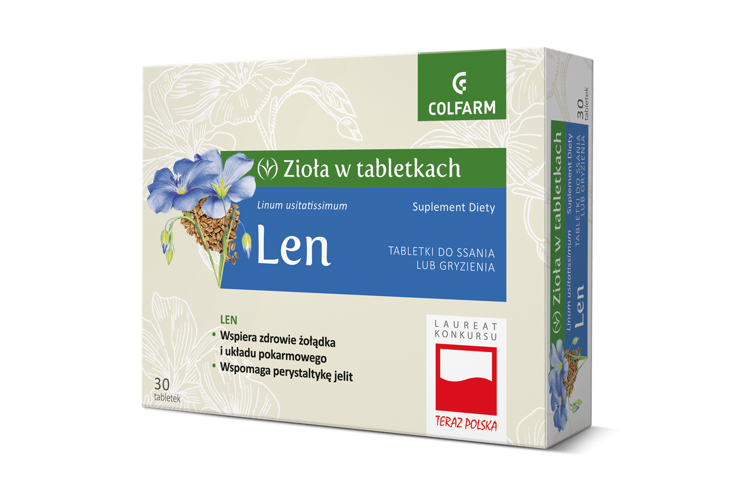Len, zioła ze składnikami wspierającymi żołądek i układ pokarmowy, 30 szt.