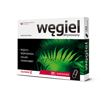 Węgiel aktywowany, kapsułki ze składnikami wspomagającymi układ trawienny, 30 szt.