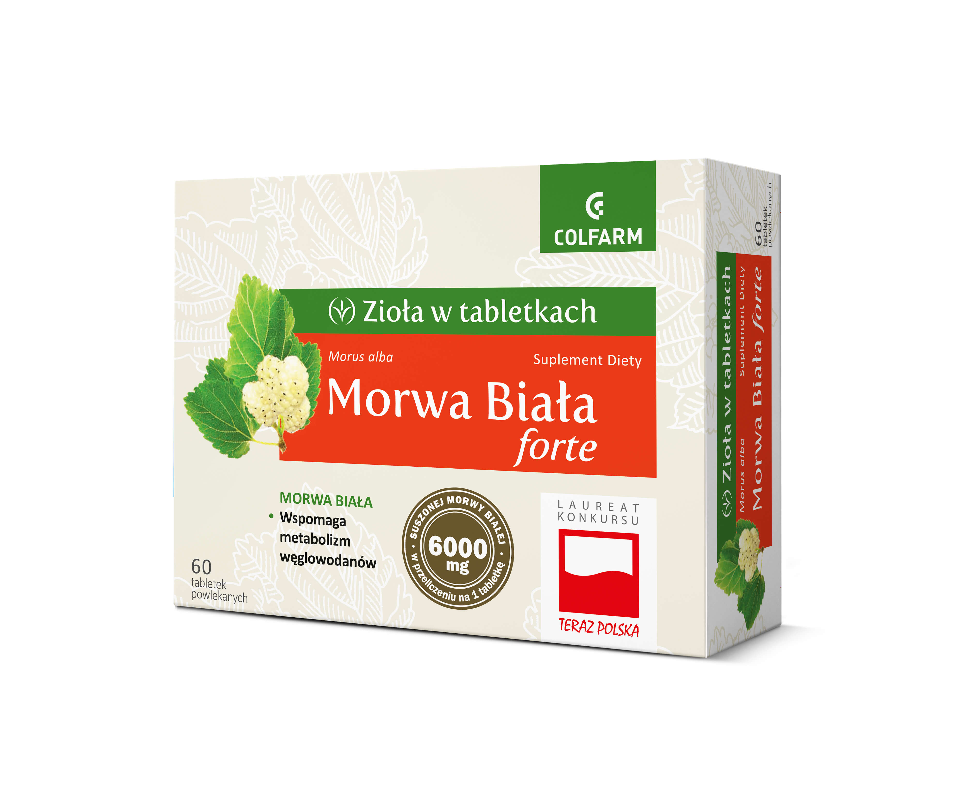 Zioła w tabletkach Morwa biała forte tabletki ze składnikami wspomagającymi metabolizm węglowodanów, 60 szt.