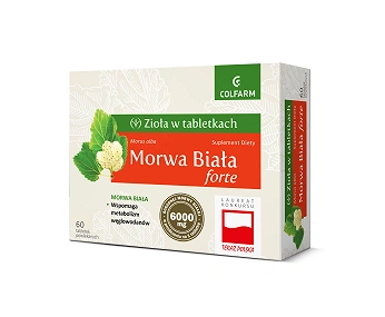 Zioła w tabletkach Morwa biała forte, tabletki ze składnikami wspomagającymi metabolizm węglowodanów, 60 szt.