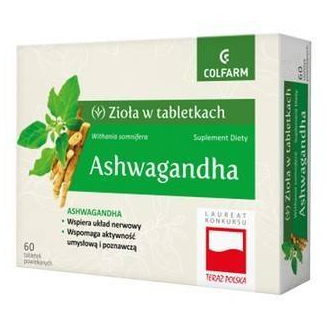 Ashwagandha, tabletki ze składnikami wspomagającymi układ nerwowy, 60 szt