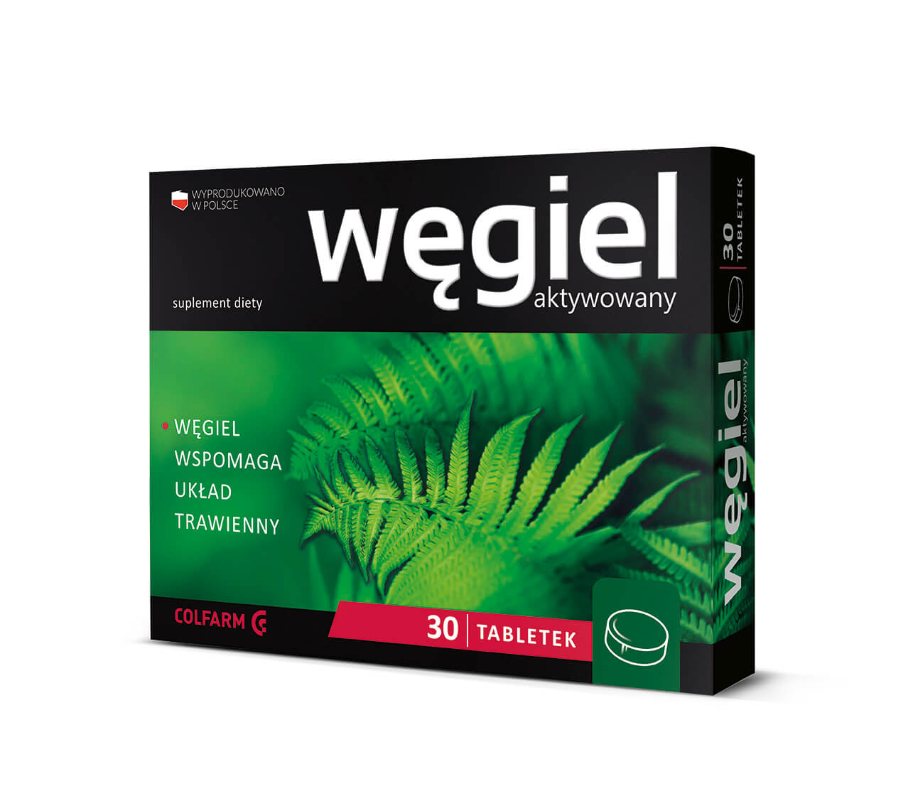 Węgiel aktywowany tabletki ze składnikami wspomagającymi układ trawienny, 30 szt.