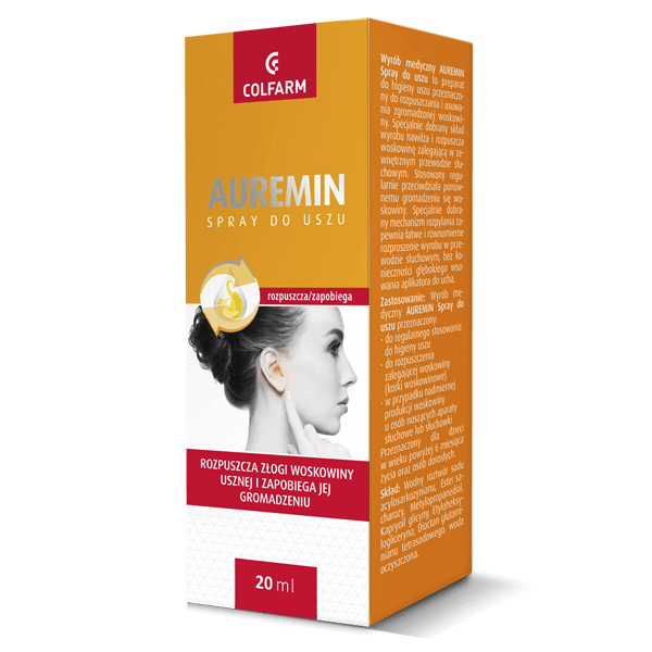 Auremin , spray do higieny uszu, 20 ml