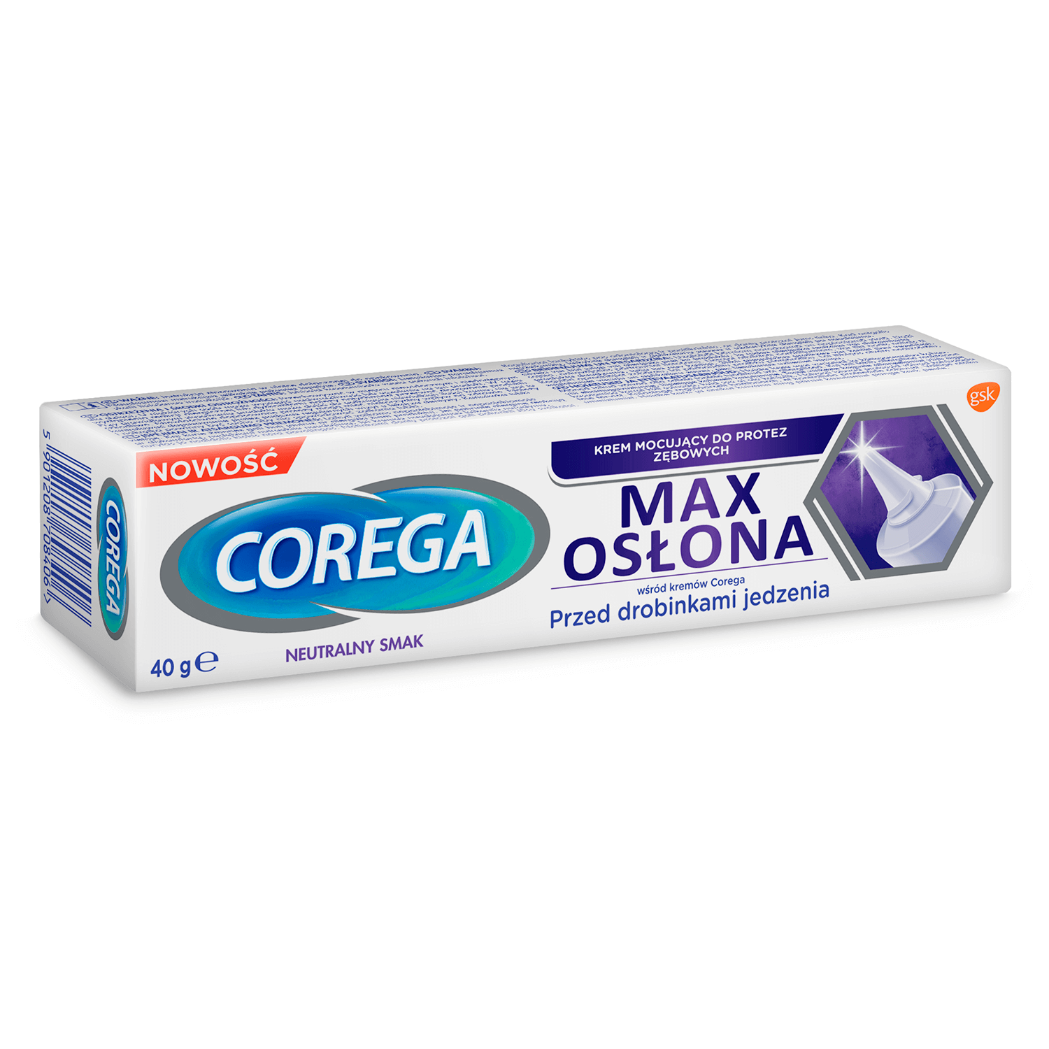 Corega Max Osłona, krem mocujący do protez zębowych o neutralnym smaku, 40 g