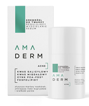 AMADERM ACNE, kremożel do twarzy regulujący wydzielanie sebum, 50 ml