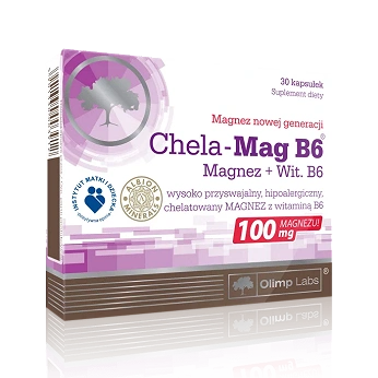 Olimp Chela-Mag B6, kapsułki ze składnikami uzupełniającymi codzienną dietę w magnez, 30 szt.