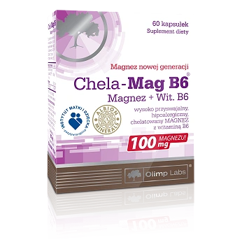 Olimp Chela-Mag B6 , kapsułki ze składnikami uzupełniającymi dietę w magnez, 60 szt.