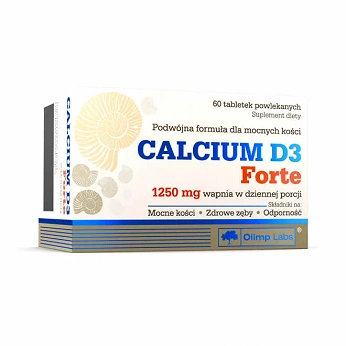 Olimp Calcium D3 Forte, tabletki powlekane ze składnikami wzmacniającymi kości i zęby, 60 szt.