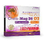 Olimp Chela-Mag B6+D3 kapsułki ze składnikami uzupełniającymi codzienną dietę w magnez, witaminy D, K i B, 30 szt.