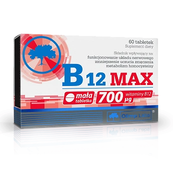 Olimp B12 MAX, tabletki ze składnikami wspierającymi układ odpornościowy, zmniejszające uczucie zmęczenia, 60 szt.