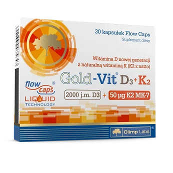 Olimp Gold-Vit D3+K2 2000, kapsułki ze składnikami uzupełniającymi dietę w witaminy D i K, 30 szt.