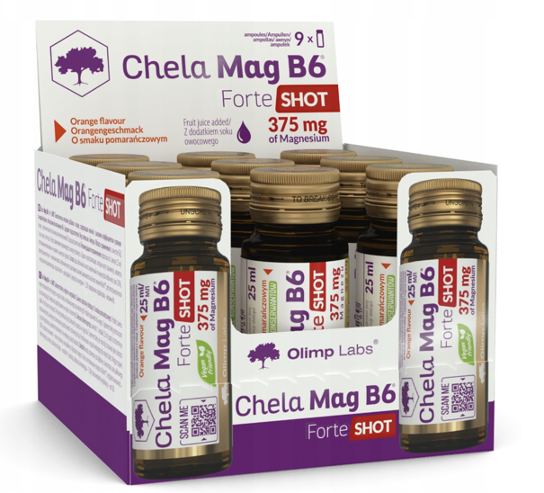 Olimp Chela-Mag B6 Forte, shot, pomarańczowy, 9 x 25 ml 