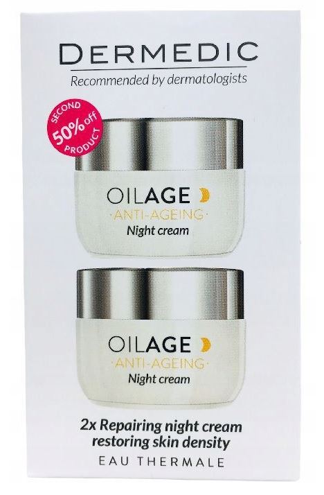 BIOGENED Dermedic Oilage, krem na noc naprawczy, 2 x 50 ml