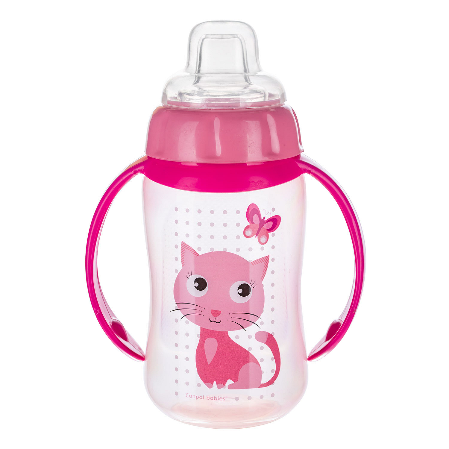 Canpol Babies , kubek treningowy ustnik silikonowy 320 ml CUTE ANIMALS różowy, 1 szt.
