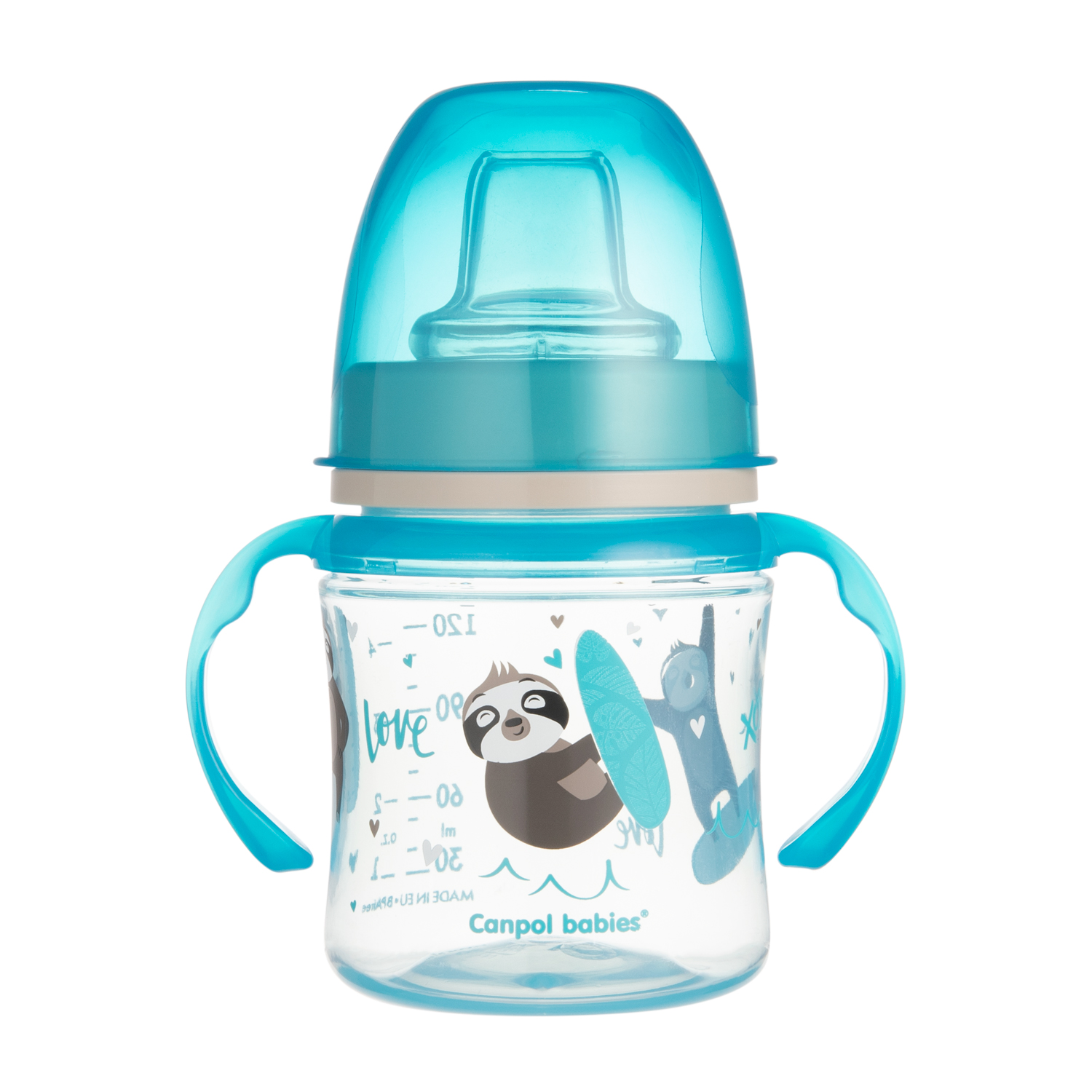 Canpol babies , kubek treningowy silikon 120ml PP EasyStart EXOTIC ANIMALS niebieski, 1 szt.