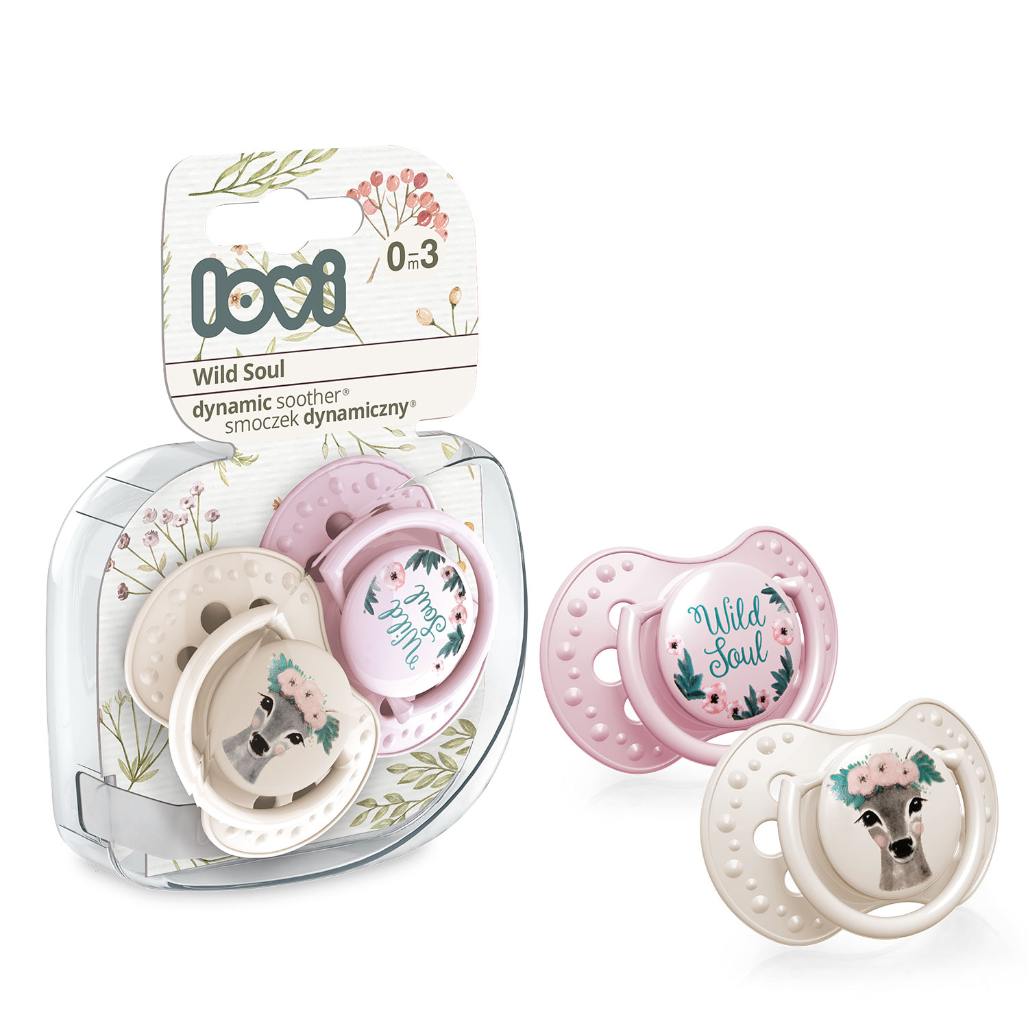 Lovi Smoczek Wild Soul Girl,, smoczek silikonowy dynamiczny 0-3 m, 2 szt.