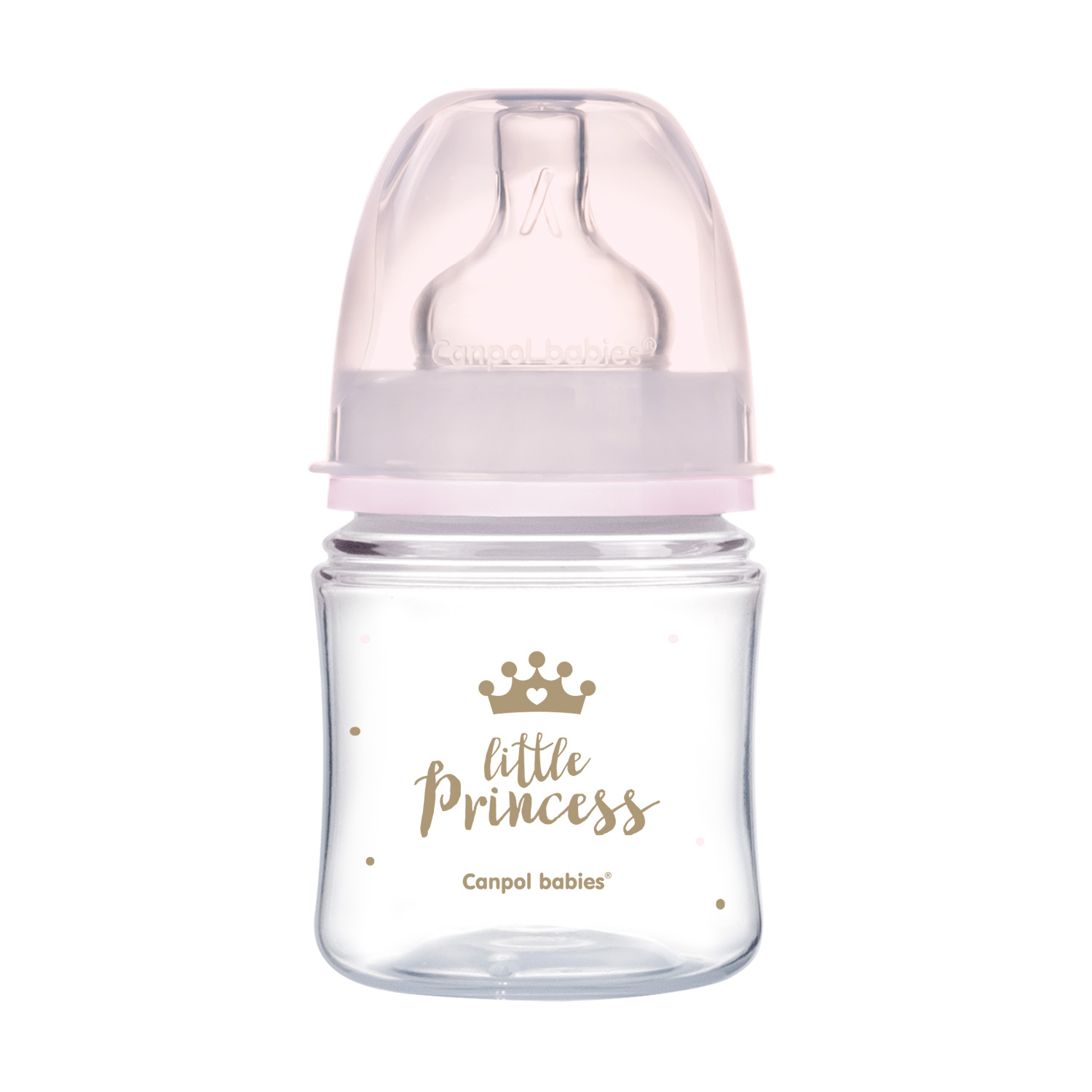 Canpol Babies , butelka szeroka antykolkowa PP EasyStart ROYAL BABY różowa 120ml
