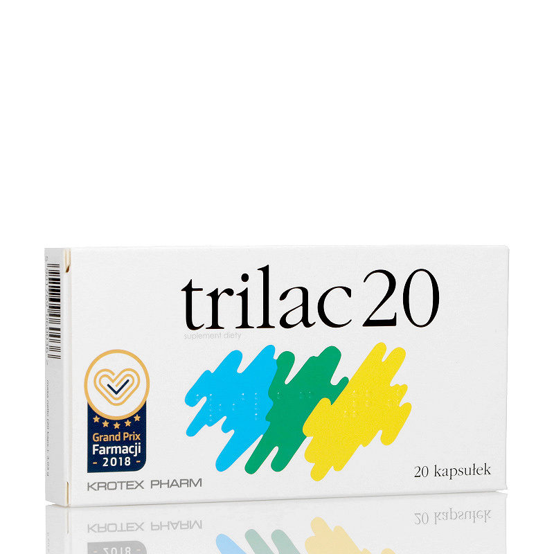 Trilac 20, kapsułki na biegunkę oraz do odbudowy flory jelitowej, 20 szt.