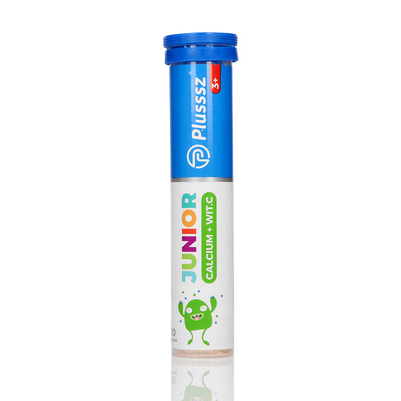 Plusssz Junior Calcium+witamina C, tabletki musujące z wapniem i witaminą C, 20 szt.