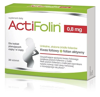 ActiFolin 0,8 mg , tabletki z kwasem foliowym dla kobiet planujących ciążę i w ciąży, 30 szt.