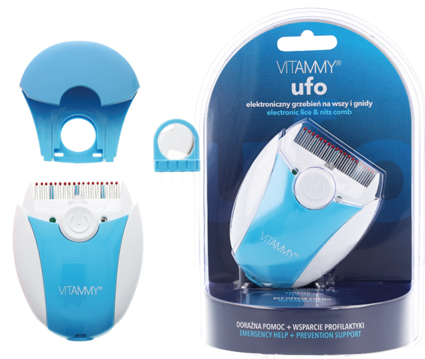 Vitammy Ufo, elektroniczny grzebień na wszy i gnidy, niebieski, 1 szt.