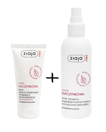 ZIAJA Ziaja MED Naczynkowa, krem do twarzy, 50 ml + tonik micelarny, 200 ml — Składniki i ocena