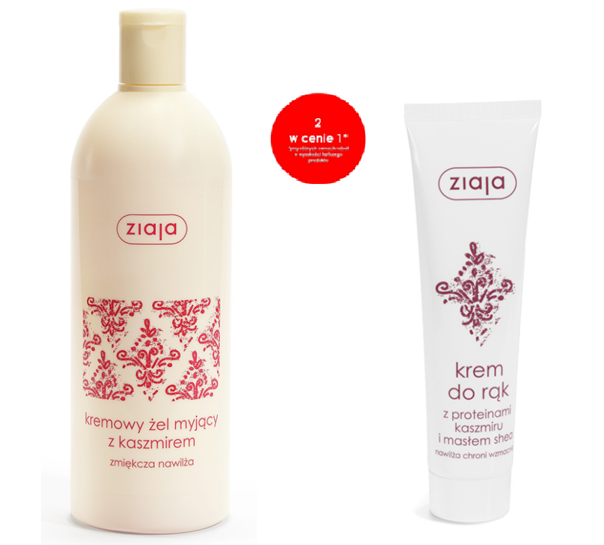 Ziaja, zestaw: żel pod prysznic, 500 ml + krem do rąk, 100 ml
