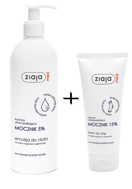 ZIAJA Ziaja MED Mocznik, emulsja, 400 ml + krem do stóp, 100 ml — Składniki i ocena
