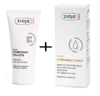 Ziaja Med UVA+UVB + witamina C+HA/P  krem matujący, 50 ml + krem, 30 ml