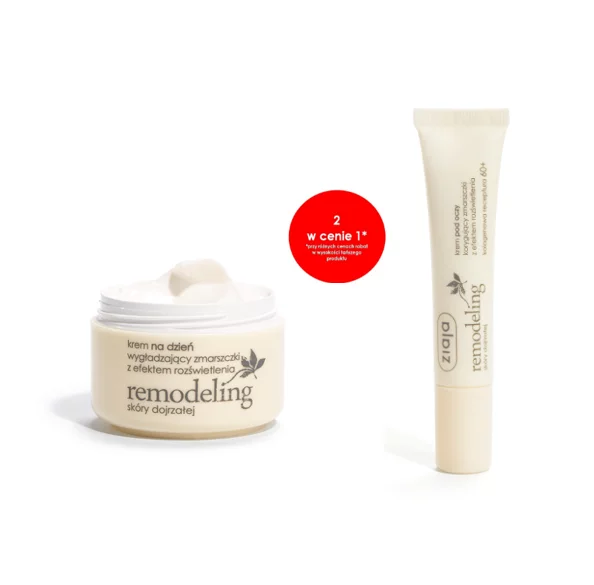 Ziaja Remodeling , zestaw: krem do twarzy na dzień, SPF 6, 50 ml + krem pod oczy, 15 ml