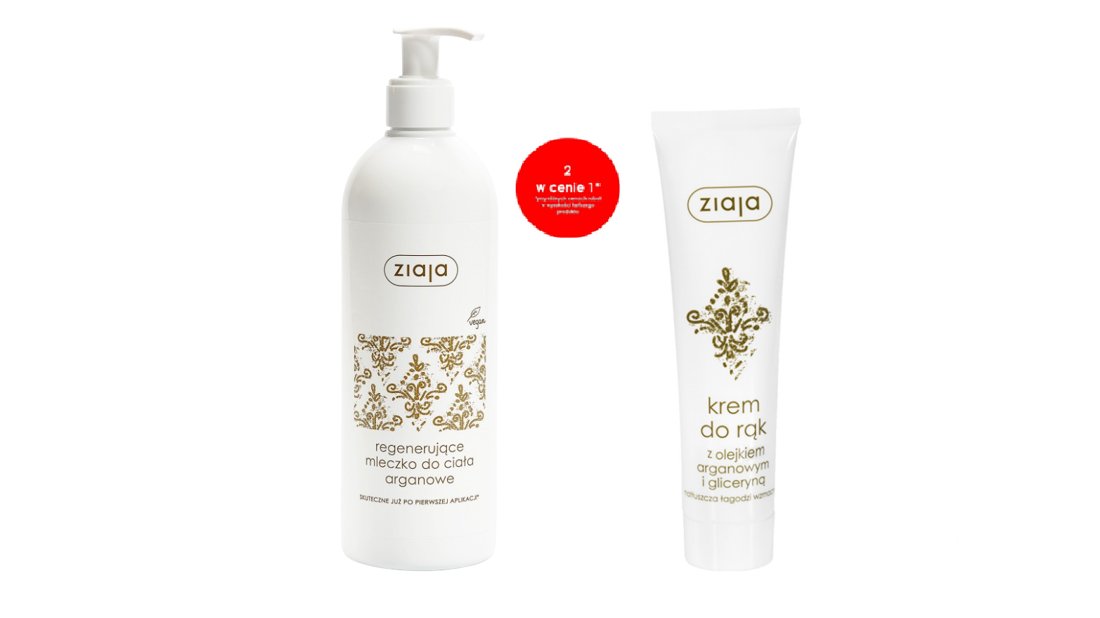 Ziaja, zestaw: mleczko do ciała, 400 ml + krem do rąk, 100 ml