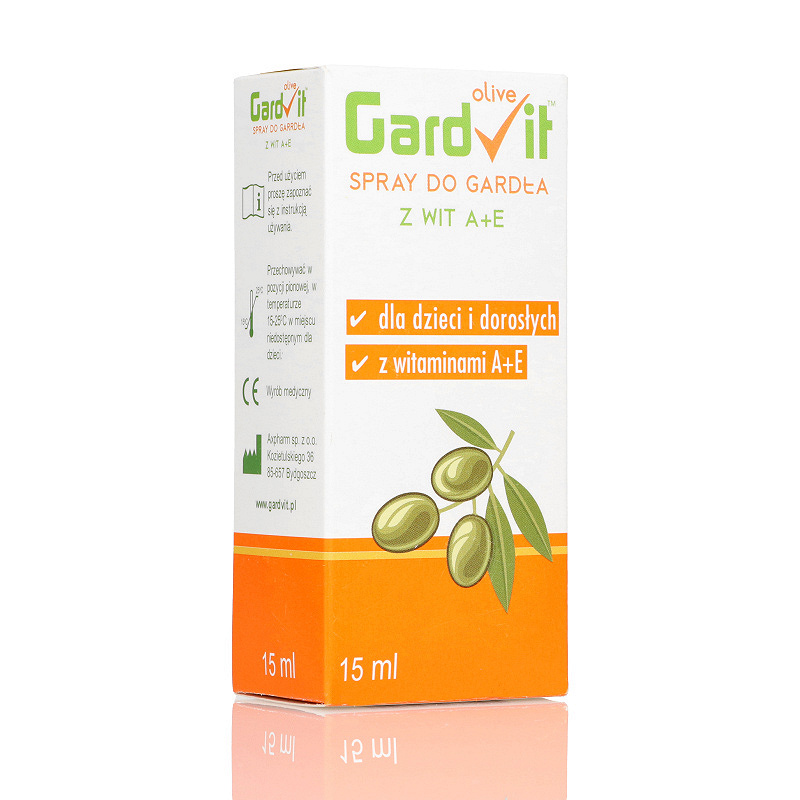 GardVit Olive, spray na nawilżenie błon śluzowych jamy ustnej i gardła, butelka 15 ml