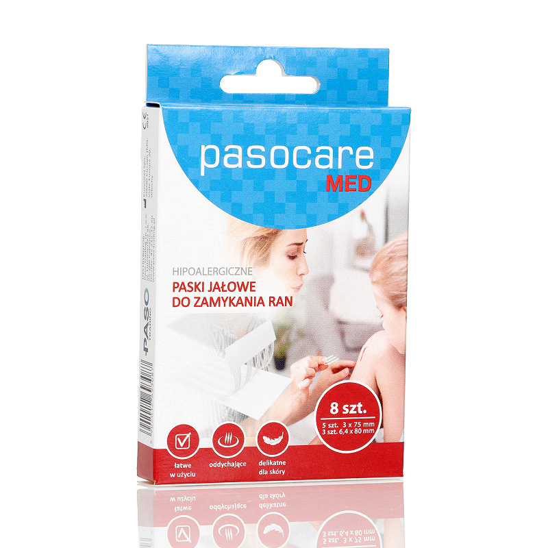 Pasocare Med  paski jałowe do zamykania ran, 8 szt.
