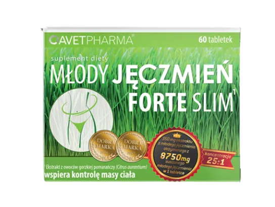 Młody Jęczmień Forte Slim , tabletki ze składnikami wspomagającymi kontrolę masy ciała, 60 szt.