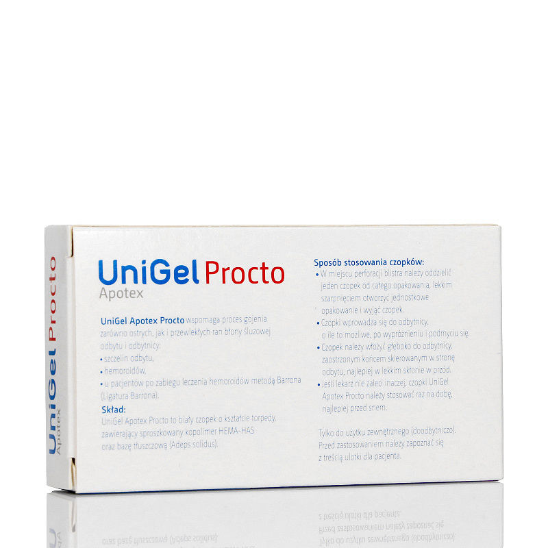 UniGel Procto, czopki na gojenie ran błony śluzowej odbytu i odbytnicy, 5 szt.