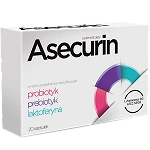 Asecurin kapsułki ze składnikami wspomagającymi uzupełnienie mikroflory bakteryjnej jelit, 20 szt.