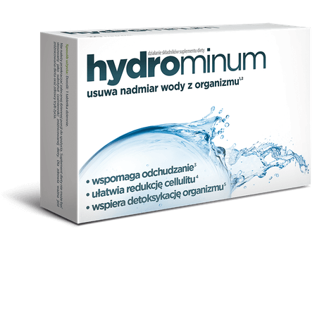 Hydrominum, tabletki ze składnikami wspomagającymi redukcję cellulitu i eliminację wody z organizmu, 30 szt.