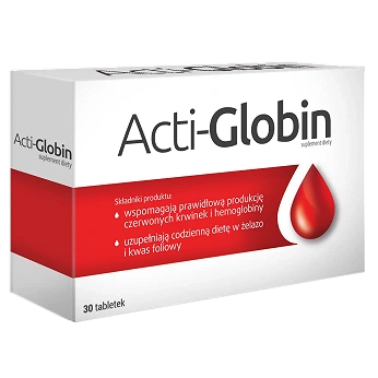 Acti-Globin, tabletki ze składnikami uzupełniającymi dietę w żelazo i kwas foliowy, 30 szt.