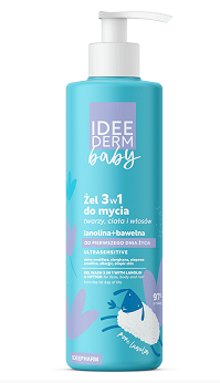 IDEE DERM Baby, żel 3w1 do mycia twarzy, ciała i włosów, 400 ml